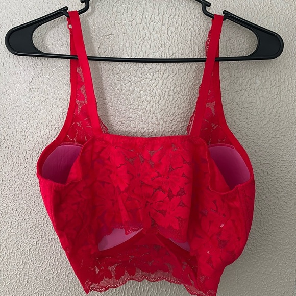 Women’s PINK Victorias Secret Bralette, Lace, Red Lace, XXL, Lightly Lined - Picture 3 of 8